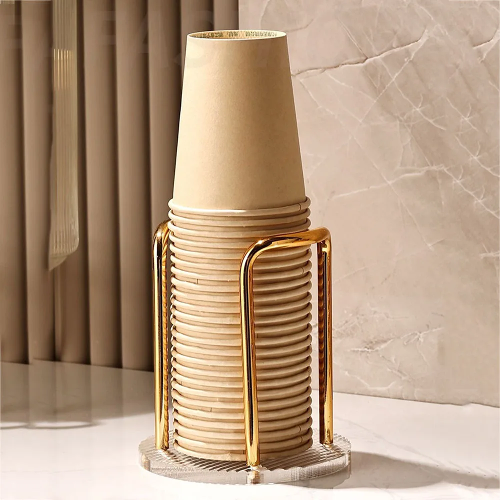 Light Luxury Disposable Cup Storage Holder Storage Rack Paper Cup Shelf Water Cups Dispenser Rack Installed Home Supplies cup storage holder,paper cup dispenser