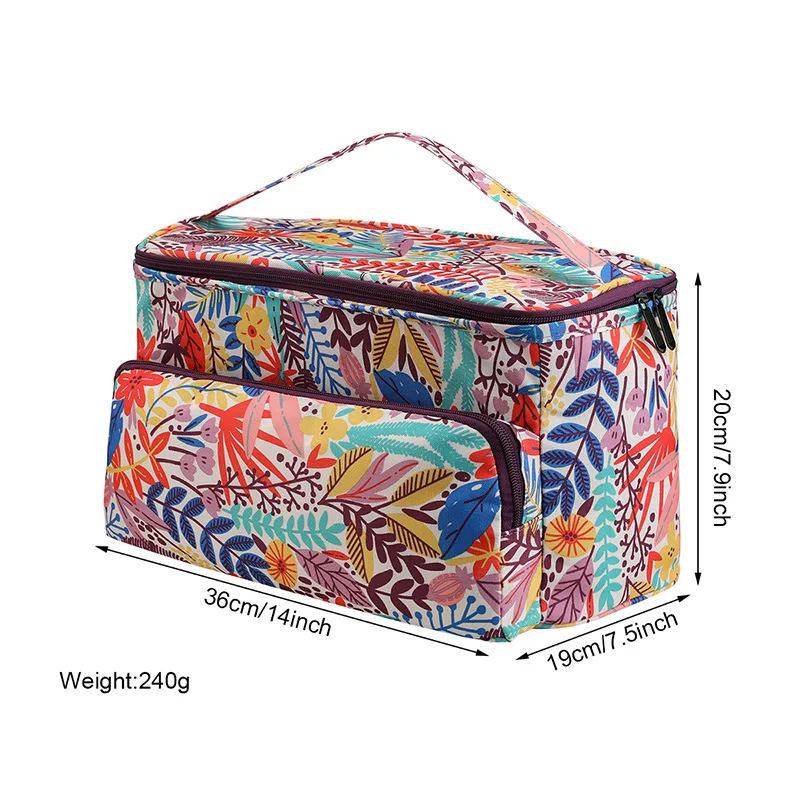 Yarn Storage Bag Sewing Crochet Kit Organizer 3 Holes Portable Oxford Knitting Bag for Unfinished Project DIY Tool Accessories