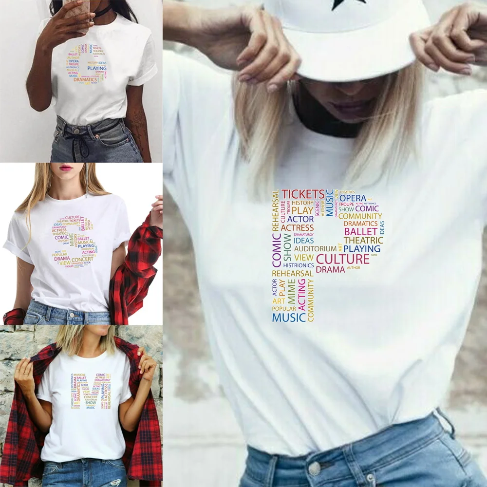 

T-Shirts Women's Round Neck Casual Breathable Short Sleeves Simple Text Letter Printed 2022 Summer Fashion Women's T-Shirt Tops