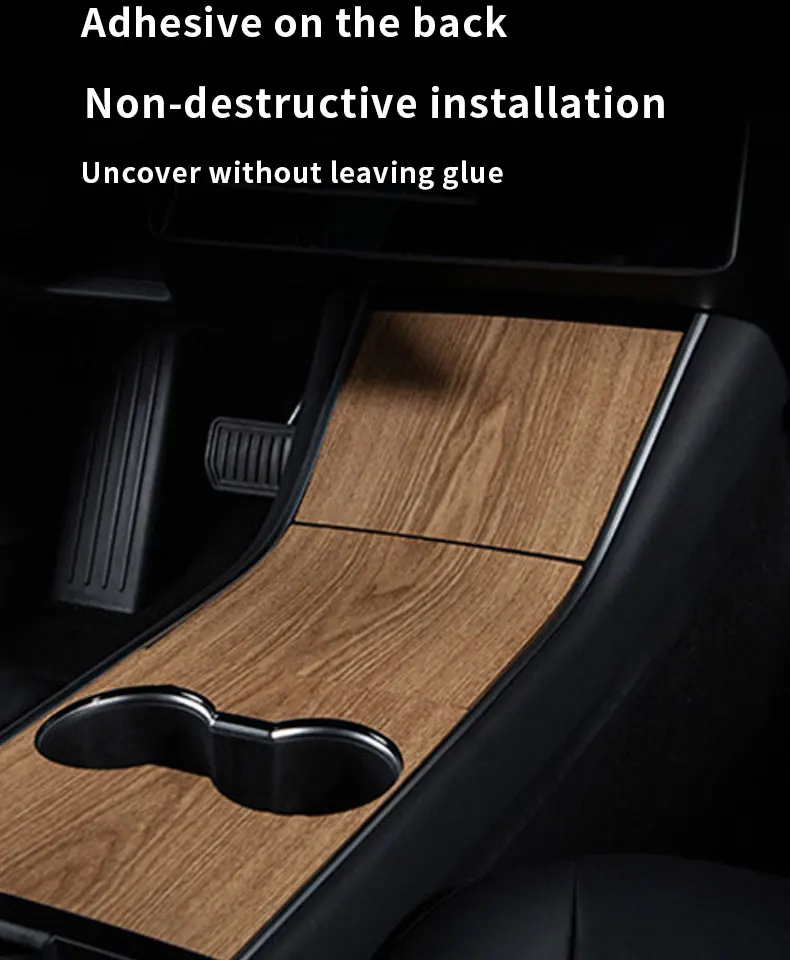 Für Tesla Center Sticker 2017-2020 Model 3 Holz-Mittelkonsolen-Panel Holzmaserungsfilm Zentralsteuerung Armaturenbrett-Abdeckung Aufkleber – Detail 4