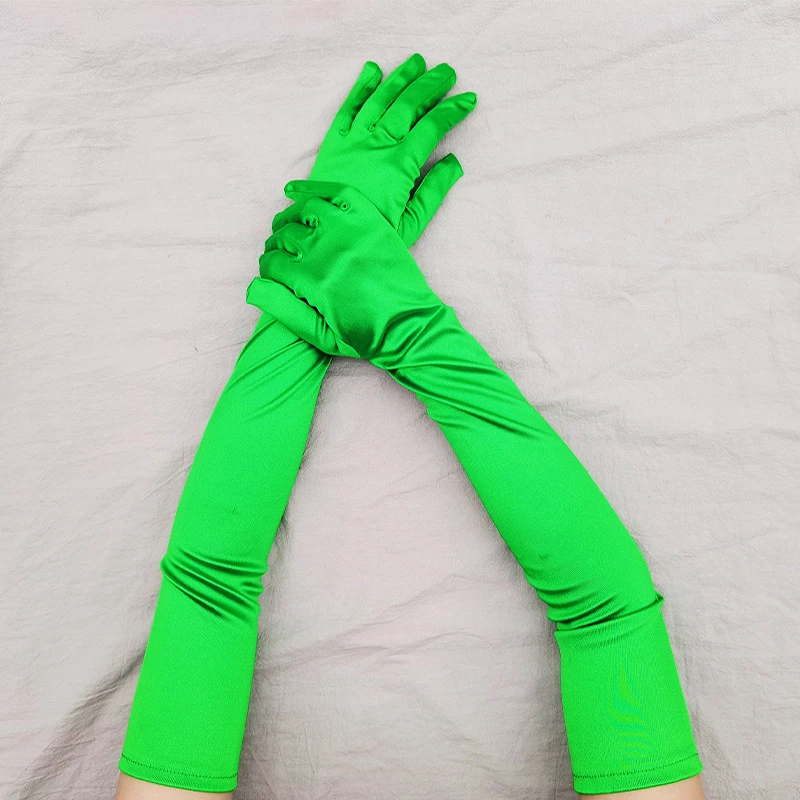 Verlängerte Zeremonienhandschuhe aus Satin, Stretch-Satin-Handschuhe, Retro-Party-Cosplay-Damenhandschuhe, modische Hochzeitshandschuhe C027 – Detail 37