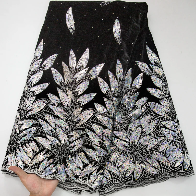 High Quality Embroidered African Velvet Lace Fabric