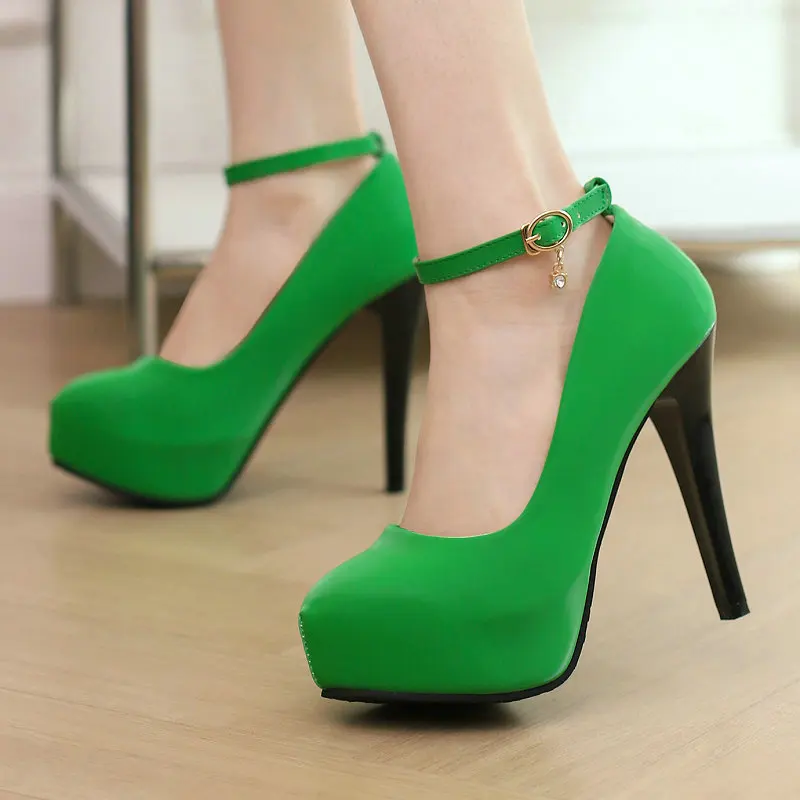 

Big Size 49 50 Height Increasing Platform Bright Green Dress Pumps Super Spike High Heels Mary Janes Stiletto Women Shoes Spring