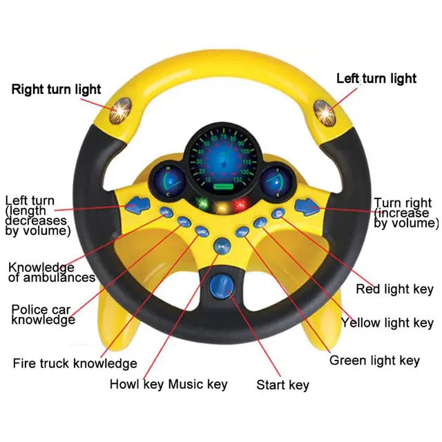 Electric Simulated Driving Steering Controller Portable Wheel Copilot Toy With Light And Sound Educational Sounding For Kid Gift 3