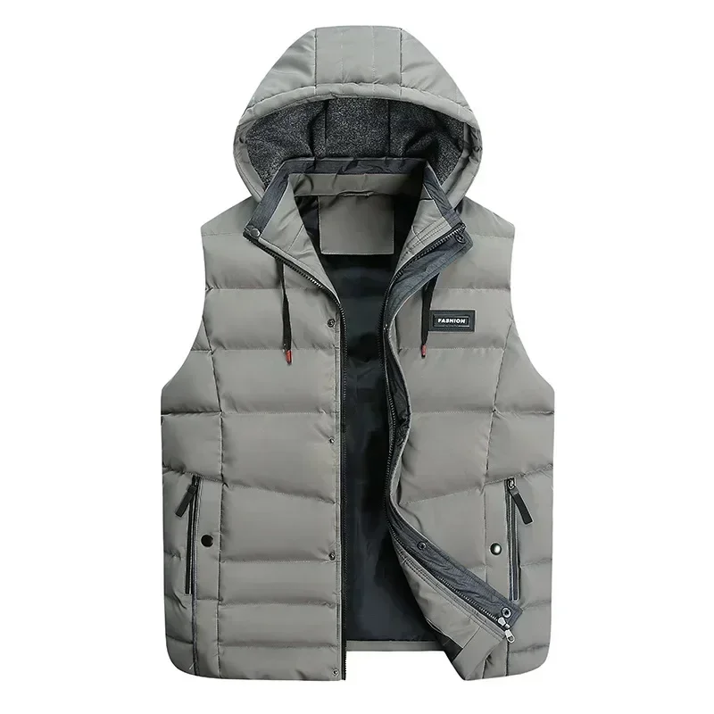 

Winter Casual Sleeveless Jacket Hooded Multi Pockets Warm Hood Waterproof Jackets Parka Winter Vests Men Jacket Autumn Waistcoat