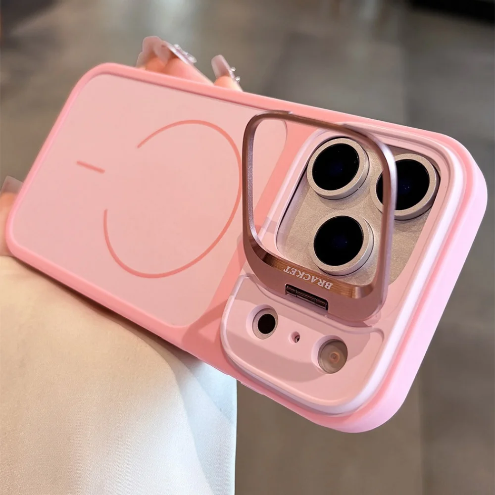 Enhanced Liquid Silicone Magnetic Phone Case with Flip Lens Bracket Holder