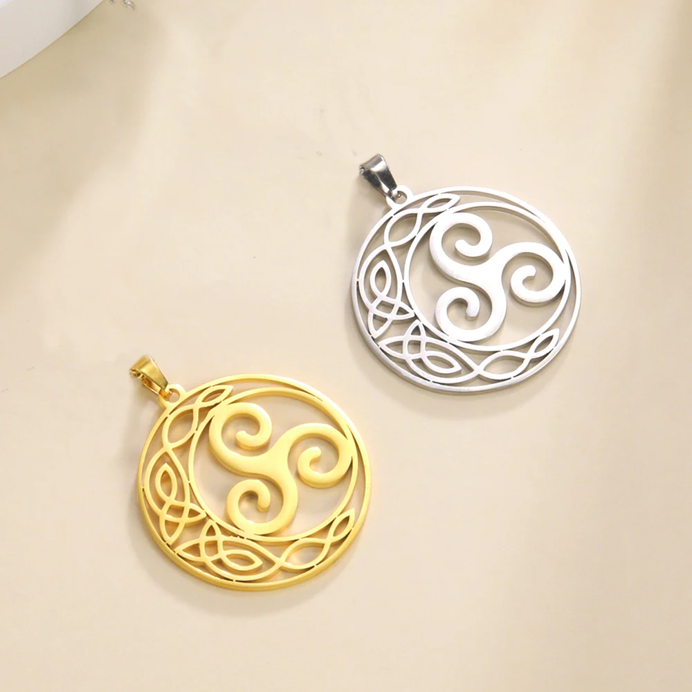 Dawapara Celtics Triskele Triskelion Anhänger Halbmond Dreifachspirale Dreifachknoten Edelstahl Charm für die Schmuckherstellung – Detail 6