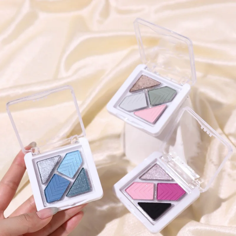 4 Colors Eye Shadow Palette Matte Glitter Green Eyeshadow Pink Black Eye Shadow Pigments Professional Makeup Palette, eye shadow plate