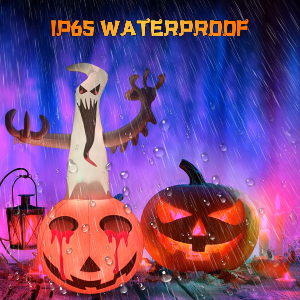 Inflatable Pumpkin Ghost Halloween Decorations Battery Powered With LED Lights Outdoor Holiday Decorations PVC Material For Home 5