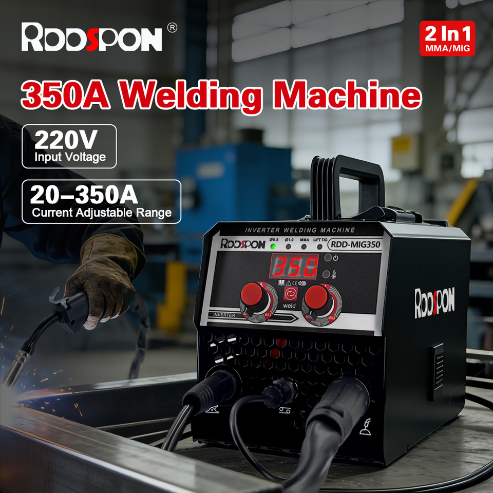 RDDSPON MIG-350 Welder 2 In 1 MIG MMA Inverter Semiautomatic Welding Machine With Flux Cored Wire Gasless Iron Soldering 220V EU