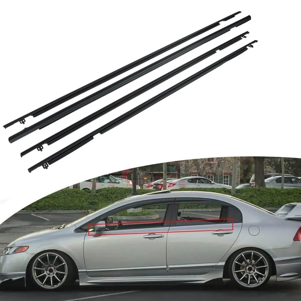 72910-SNA-A01 72410-SNA-A01 72450-SNA-A01 4PC Rubber Window Moulding Trim Weatherstrips Seal Fit For Honda Civic Sedan 2006-2011 images - 6