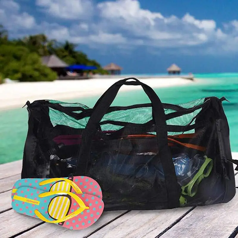 Portable Beach Bag Foldable Mesh Swimming Bag For Children Beach Toys Basket Storage Kids Outdoor Children Swimming Dry Sack dry bag swimming bag mesh beach bag mesh bag