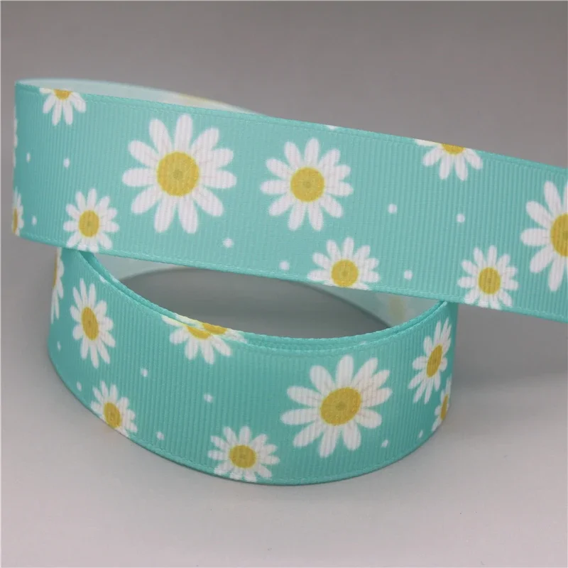 Fresh spring flowers Rose Printed Grosgrain Ribbon 22mm 10yards Accessories Headwear Decoration Collar DIY Sewing B2402