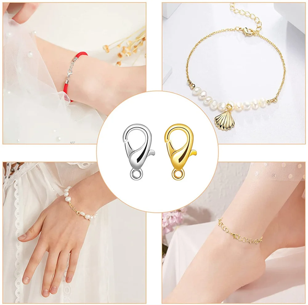 100 Stück goldfarbene Metall-Karabinerverschlüsse, Armbänder, Verbinder, Haken, Schnalle, Charm-Materialien für DIY-Schmuckherstellung, Zubehör – Detail 9