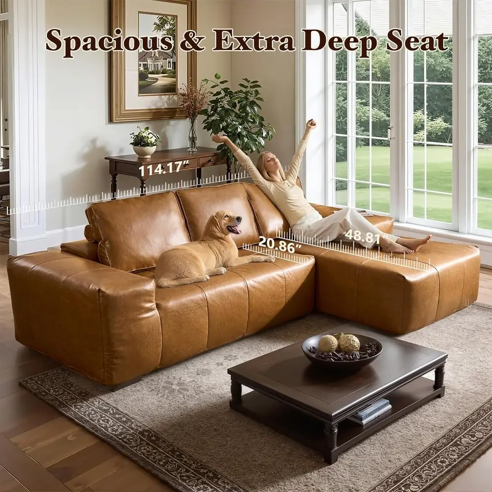 Brown Leather Sofa Set 3