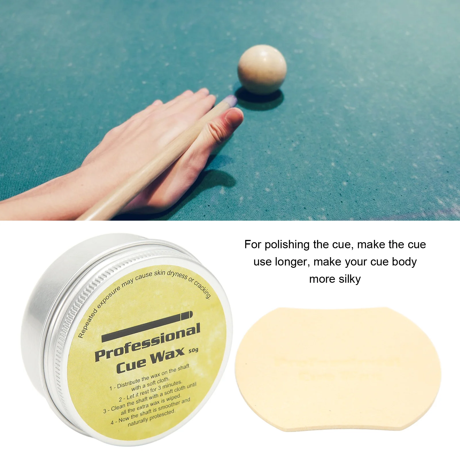 Pool Shaft Wax Stick Silky With Polishing Sheet For Wooden Shafts Pool Shaft Wax