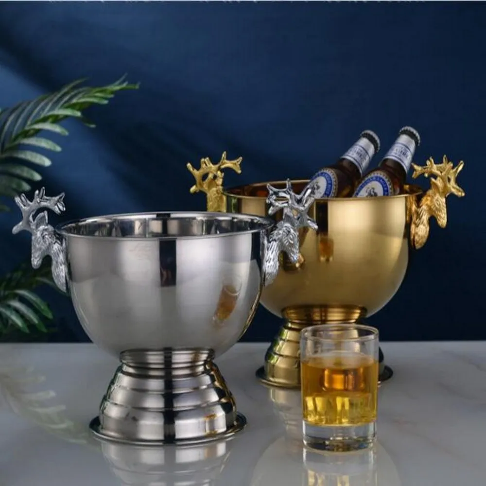 Deer Ear Ice Bucket Stainless Steel Gold Silver Champagne Wine Bottle Holder Home Party Bar Nightclub