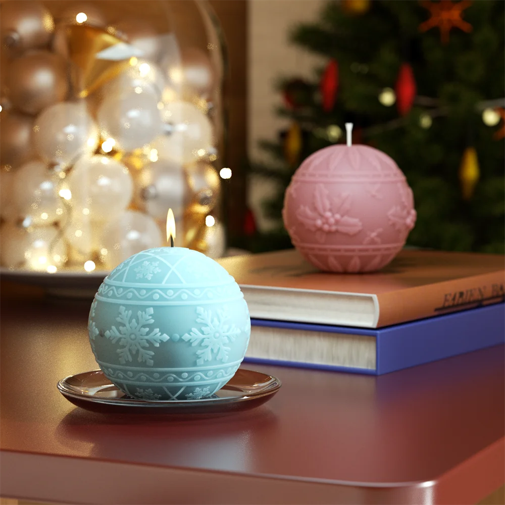 Nicole Christmas Bauble Light Candle Molds DIY Handmade Xmas Round Ball Silicone Candle Mould Christmas Ornament