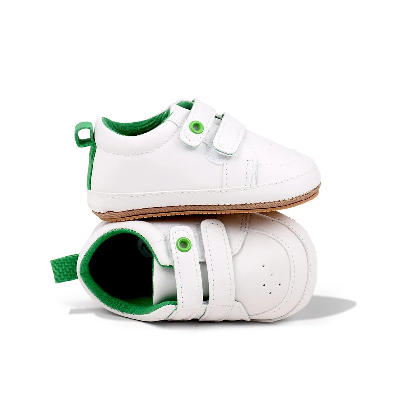 Newborn Baby Boy Girl Casual Shoes Eyelet Anti-Slip Sneakers Walking Shoes for Spring Fall Toddlers PU Leather Flats