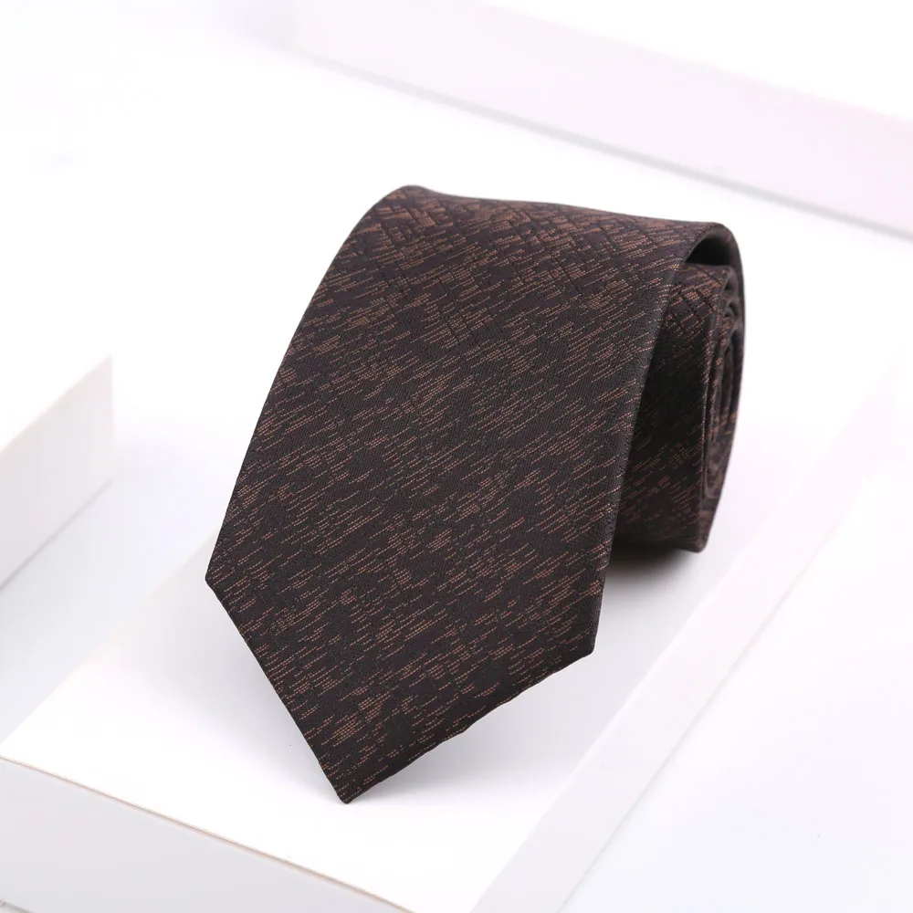Neue Modische Hochzeits-Krawatte für Herren aus Polyester, 8CM, Braun mit Paisley-Streifenmuster, Business-Party-Bankett-Accessoires, Geschenke ﻿ – Detail 9