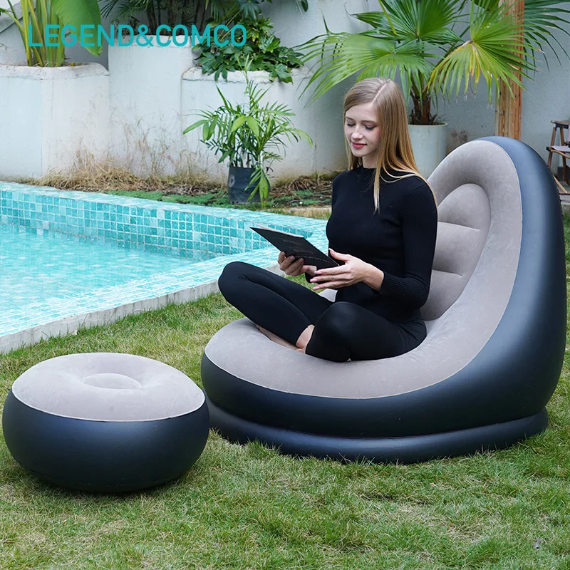 كرسي نفخ صالة مع مسند قدم