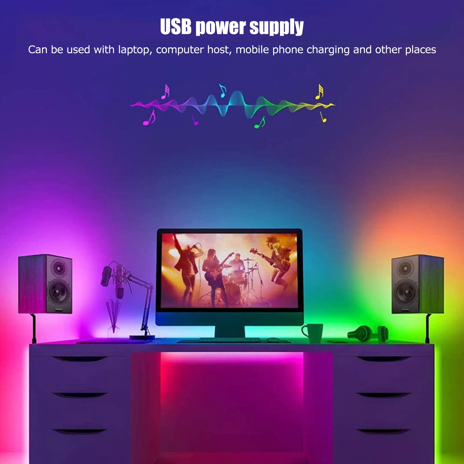  USB 54LED Strip Light Smart Sound Control Light Strip DIY WiFi RGB Light For Home Kitchen Decor new disco ball dj sound activated rotating stage light rgb led night lights for home ktv party wedding christmas laser projector