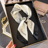 70X70CM Fashion Hair Scarf for Women Design Headband Ribbon Satin Silk Square Scarves Lady Wrist Wrap Design Multiple Styles 2