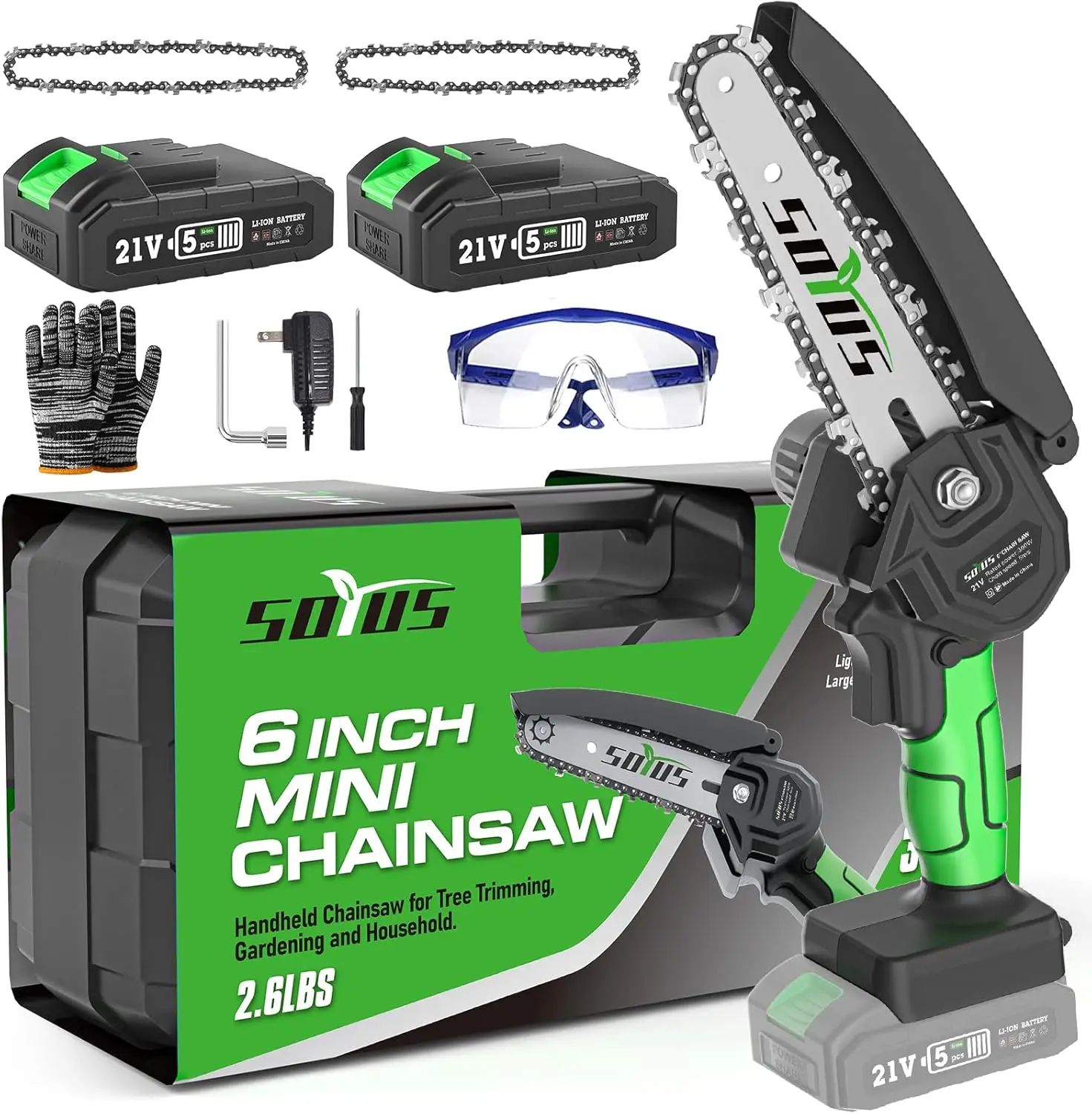 

Mini Chainsaw 6-Inch Cordless, Electric Chainsaws Mini Battery Chainsaw with 2Pcs Batteries, Handheld Small Chainsaw for Tree