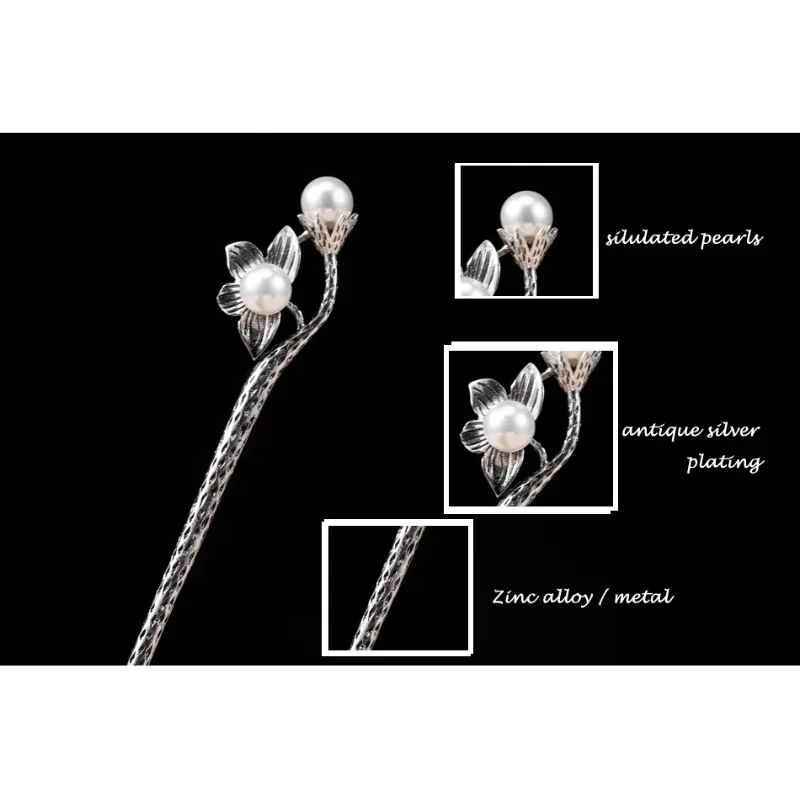 1 Pcs Retro Fashionable Hair Clip Chinese Style Imitation Pearl Hairpin With Chinese Elements Girls Elegant Sweet Accessories