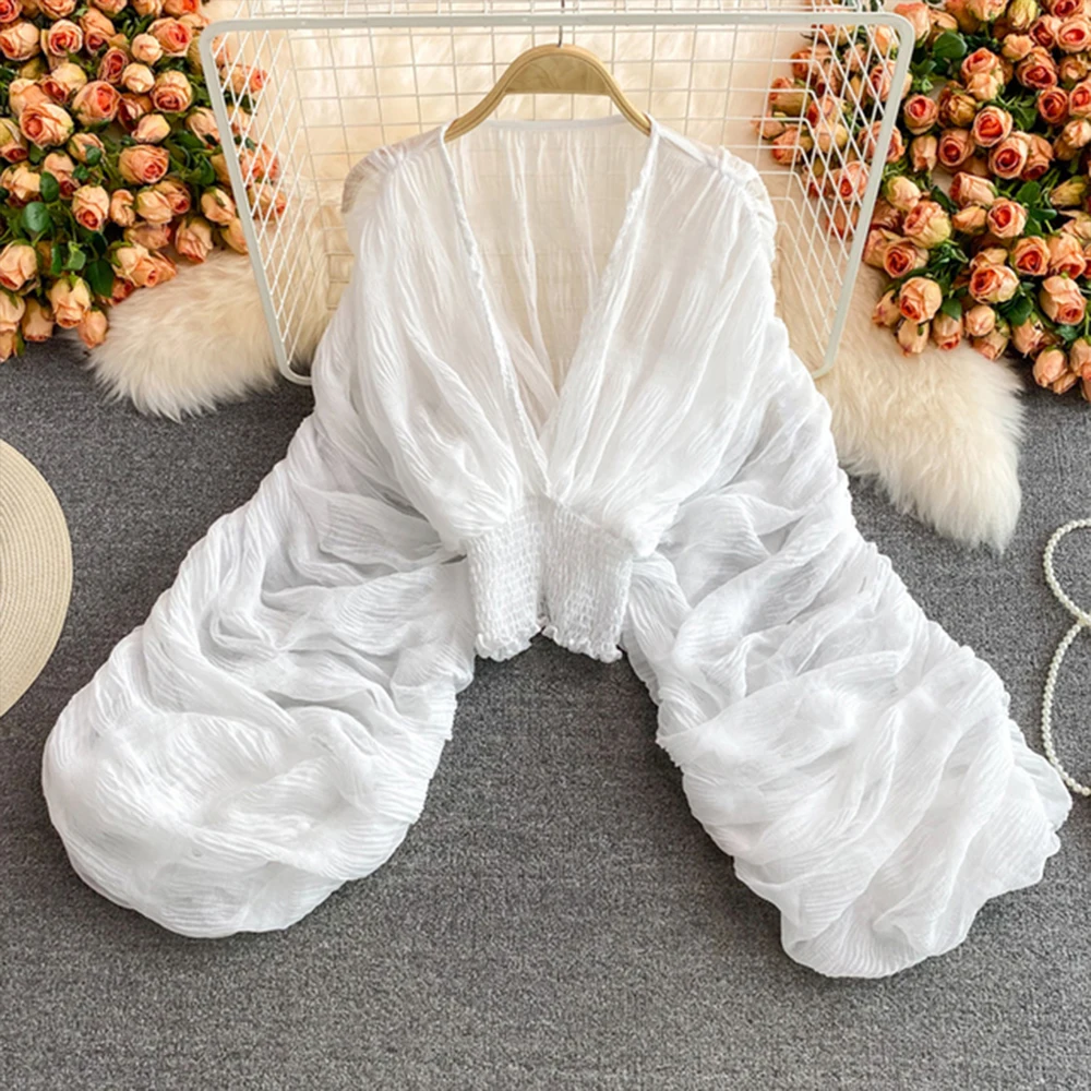 Chiffon Summer Maternity Dress Photo Shooting Pleated Top Flare Sleeve See Through Pregnancy Photography Outfit Women Clothing