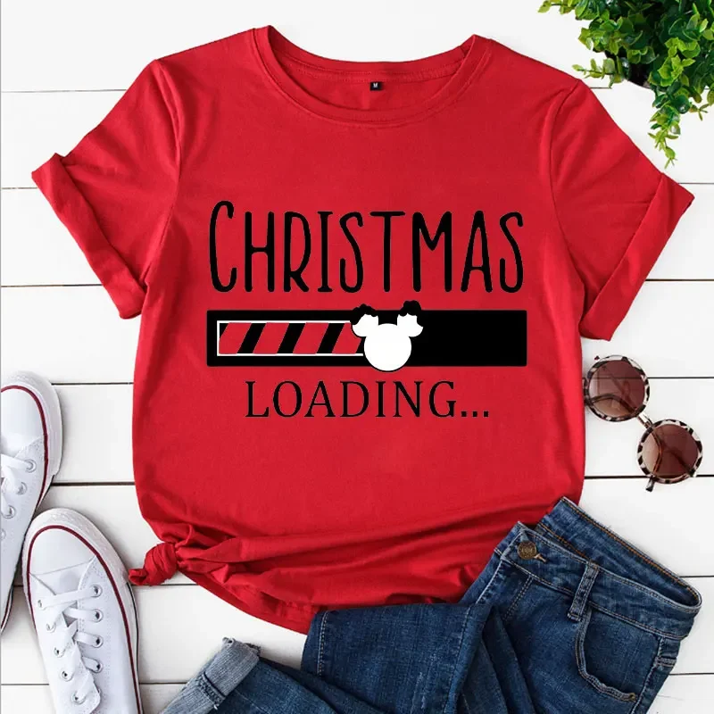 

Christmas Loading Graphic Women T-Shirt Casual Short Sleeve Tees Happy New Year Fashion Tshirt Merry Christmas Ulzzang Y2k Tops