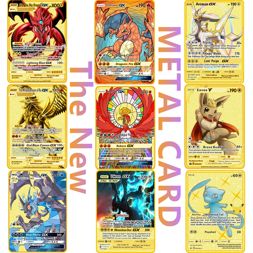 

Карточка с покемоном из металла Vmax EX Energy карточка Charizard Pikachu редкая коллекция Боевая тренировочная карточка подарок на день рождения для пар Детские игрушки