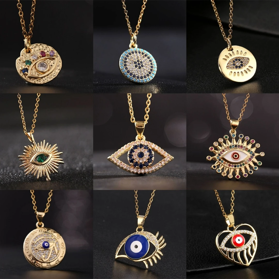 18K Gold Plated Evil Eye Necklace – Lucky Protection Jewelry For Women & Men, Hypoallergenic