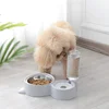 New 2-in-1 Cat Bowl Water Dispenser Automatic Water Storage Pet Dog Cat Food Bowl Food Container with Waterer Pet Waterer Feeder 3