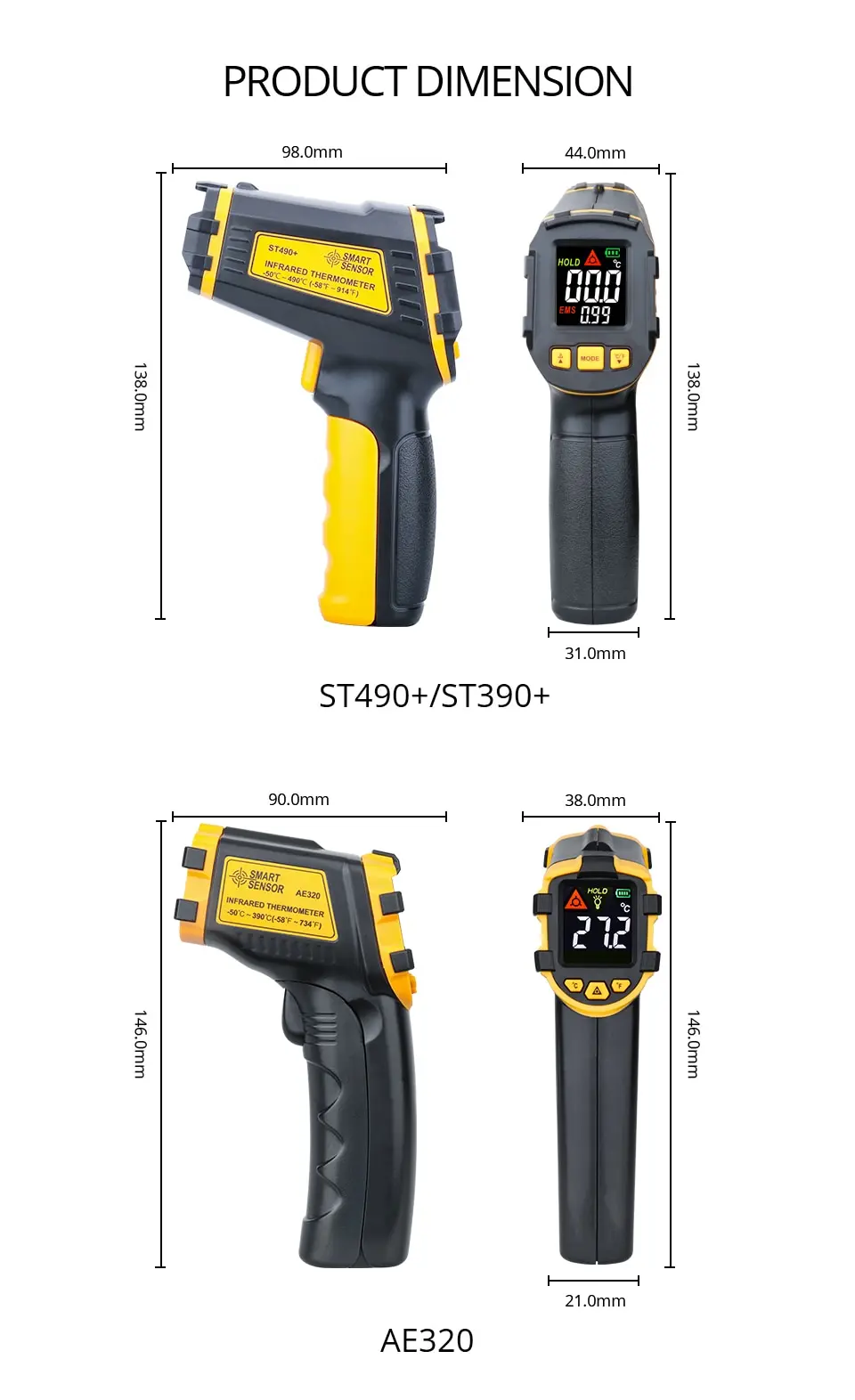 S11bd9d610c5343b3bee58bcb7973d64b5 Digital Infrared Thermometer Laser Temperature Meter Non-contact Pyrometer Imager Hygrometer IR Termometro Color LCD Light Alarm Mallzona