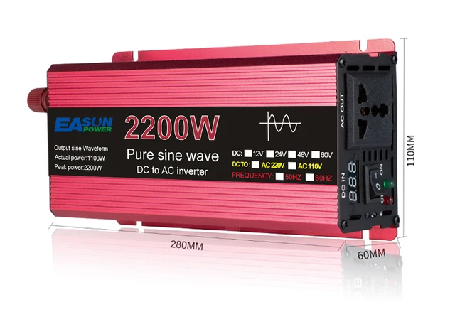 Inversor 12v 220v onda sinusoidal pura 1600w-3000w transformador convertir  banco de energía portátil multifunción convertidor de enchufe inversor de  coche