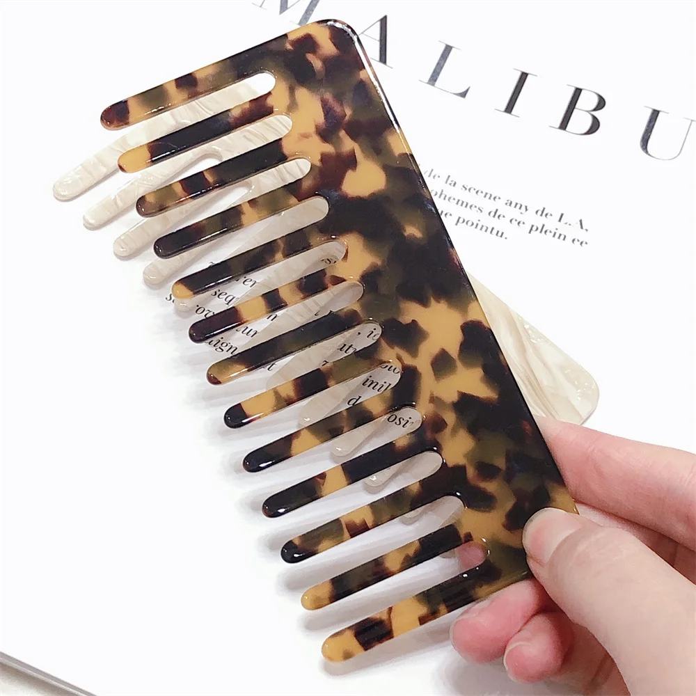 

Acetate Hair Comb Colorful Leopard Anti-static Hairdressing Width Tooth Detangling Hair Brush Combs Salon Hair Styling Tools