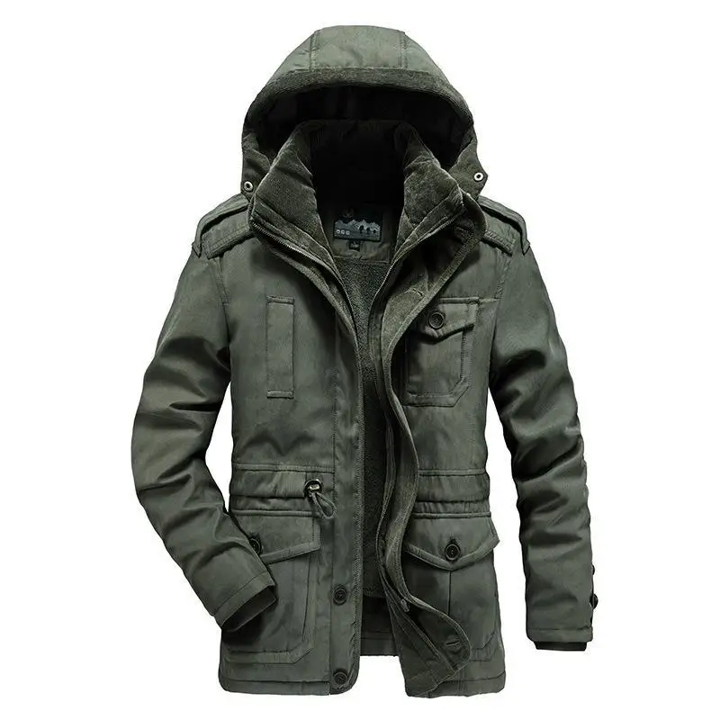 Men's Coat Autumn and Winter New Casual Multi Size Solid Color Detachable Down Jacket Cotton Jacket
