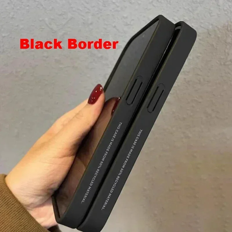 Korean Fashion Denim iPhone 12 13 14 15 Pro Max Case – Mirror Surface Silver Border iPhone Case with MagSafe Engraved C