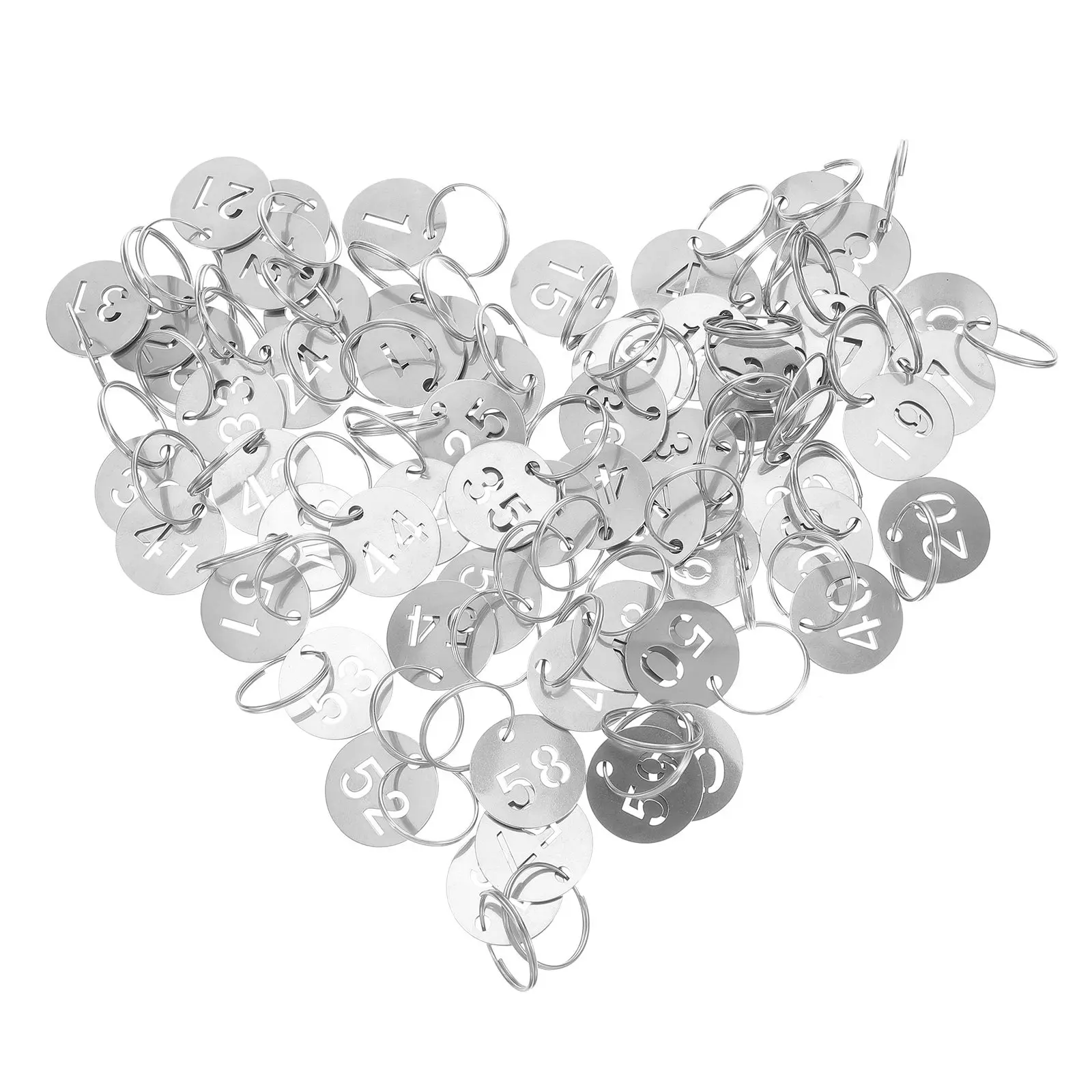 60Pcs 중공 스테인레스 스틸 숫자 태그 사물함 기숙사 열쇠 조직을 위한 라운드 금속 키 태그 산업용 스테인레스 스틸