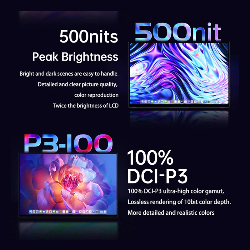 16'' AMOLED Display 16:10 Aspect Ratio UHD 3840x2400p 500nits Aluminum Alloy Material with All in One Stand Portable