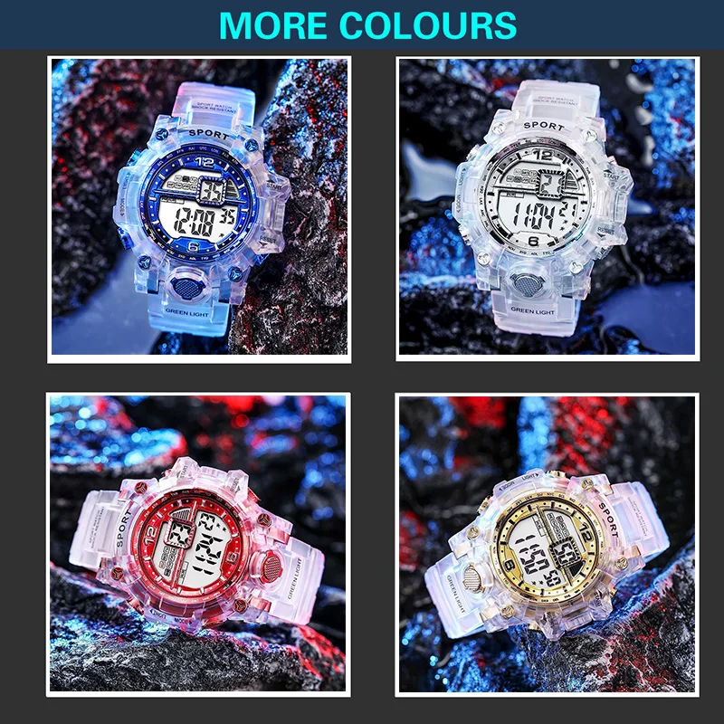 YIKAZE Luminous Men Sport watch Waterproof Alarm Clock Outdoor Sport Wristwatch Large Dial  LED Digital Watch for Man Kids 6