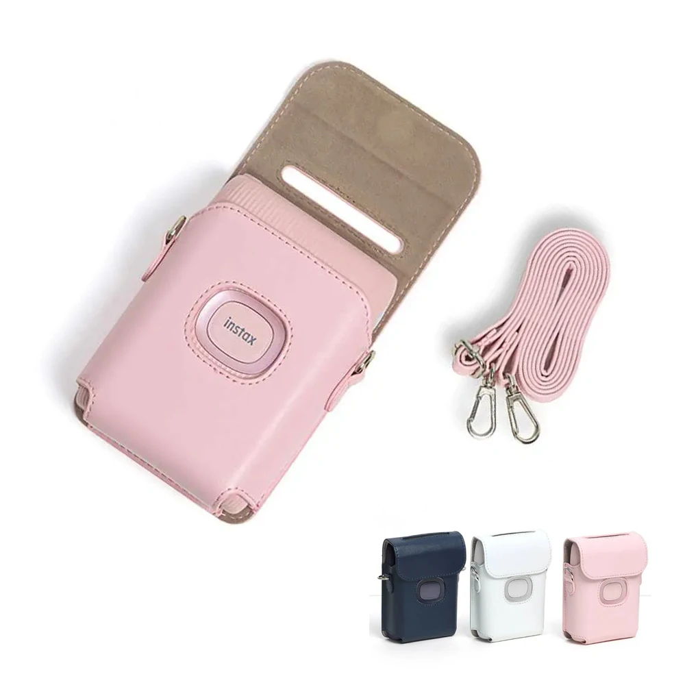 Rieibi Fujifilm Instax Mini Link 2 Printer Protective Case With Shoulder Strap, Pink, Beauty Bag