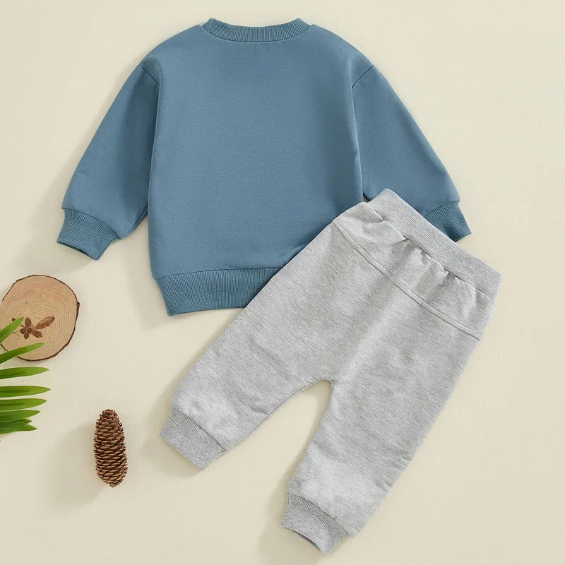 Baby Boy Letter Sweatshirt & Pants Set 4
