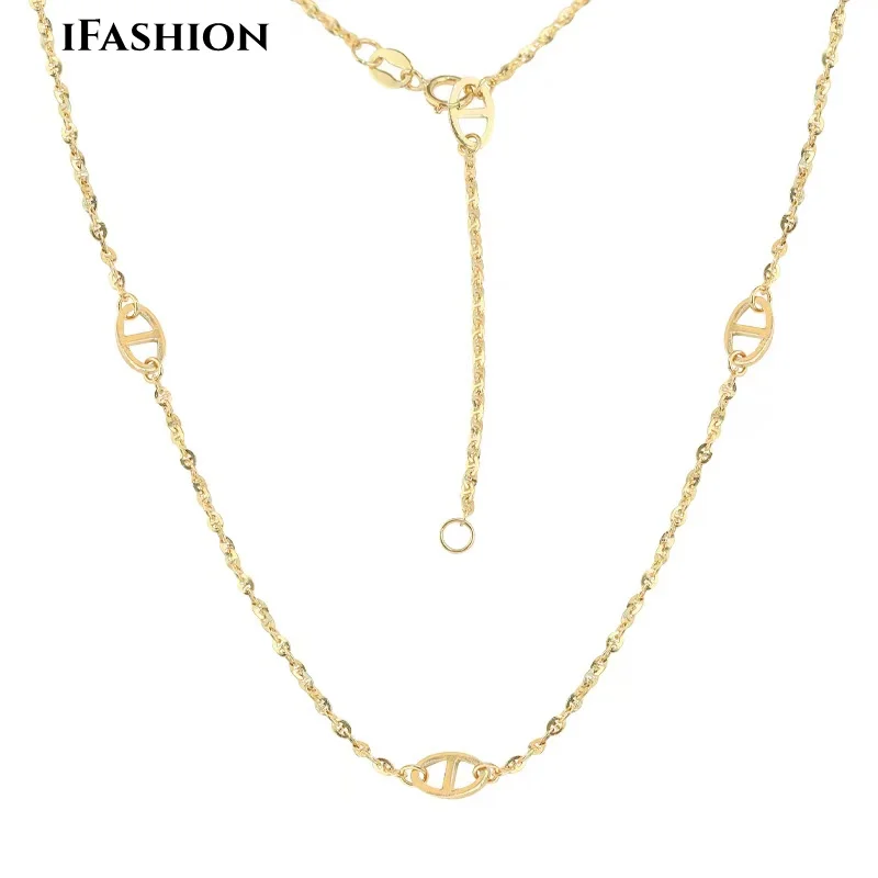 

Ожерелье IFASHION из 18-каратного золота, браслет, ювелирные изделия, ожерелье-чокер из настоящего золота AU750, ожерелья в форме свиньи для женщин/мужчин, роскошный подарок, оптовая продажа