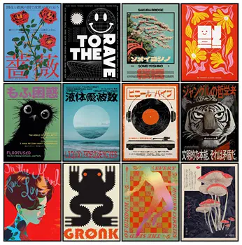 Moda moderna astratta pop art estetica nordica poster retrò stampe su tela pittura immagine di arte della parete soggiorno decorazioni per la casa