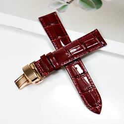 Genuine Cowhide Leather Watch Strap - Premium Universal Watchband for Women, Multiple Colors (Wine red - RG)