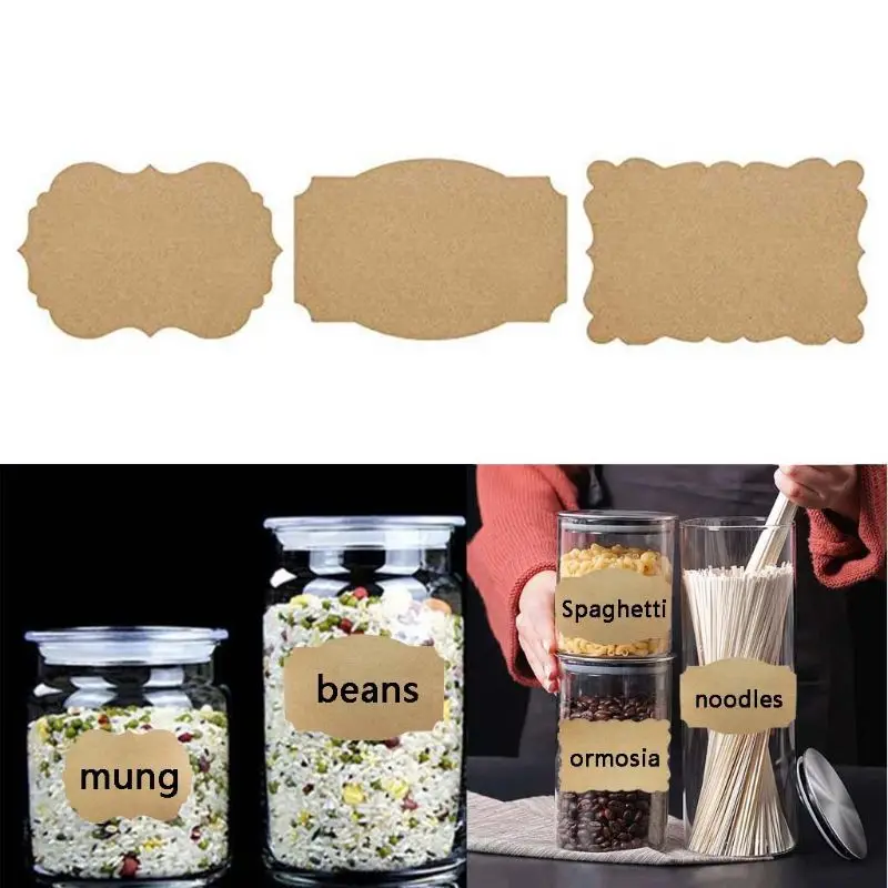 100 Pcs/Roll Blank Kraft Paper Labels Sticker Gift Tags Decoration for Jam Jars