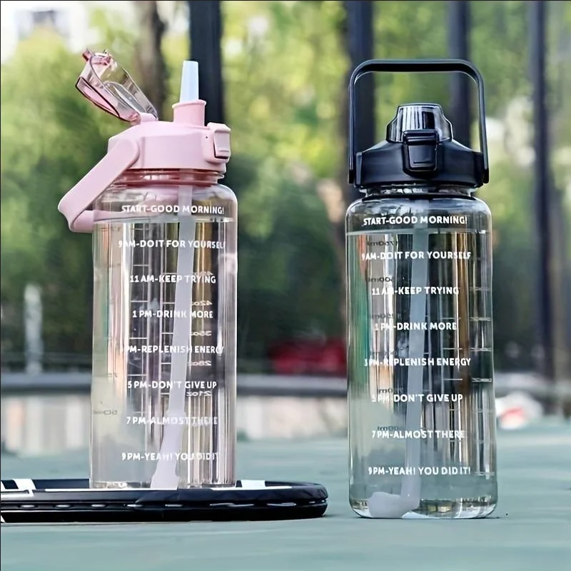 1pc Large Capacity Portable Water Bottle with Time Marker for Cycling Running Travel