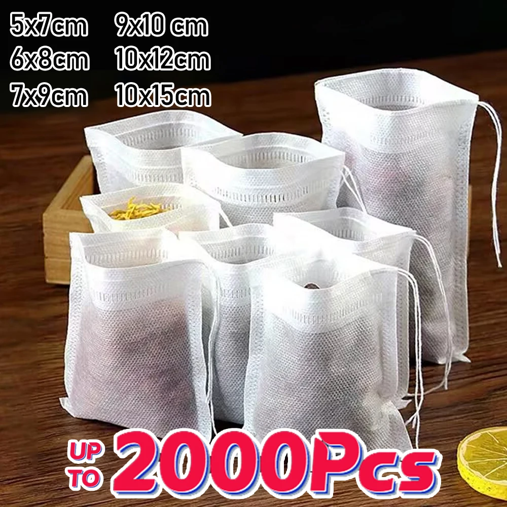 100-2000pcs Disposable Teabags Scented Tea Bags String Heal Seal Filter Paper for Herb Loose Tea Kitchen Accessories Tools
